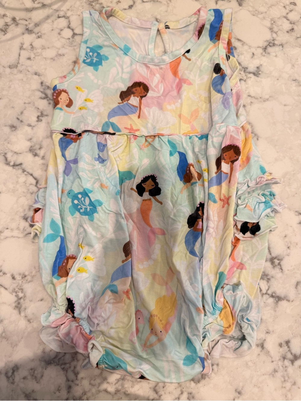 Little Sleepies Mermaid Bubble Romper with ruffle bottom
